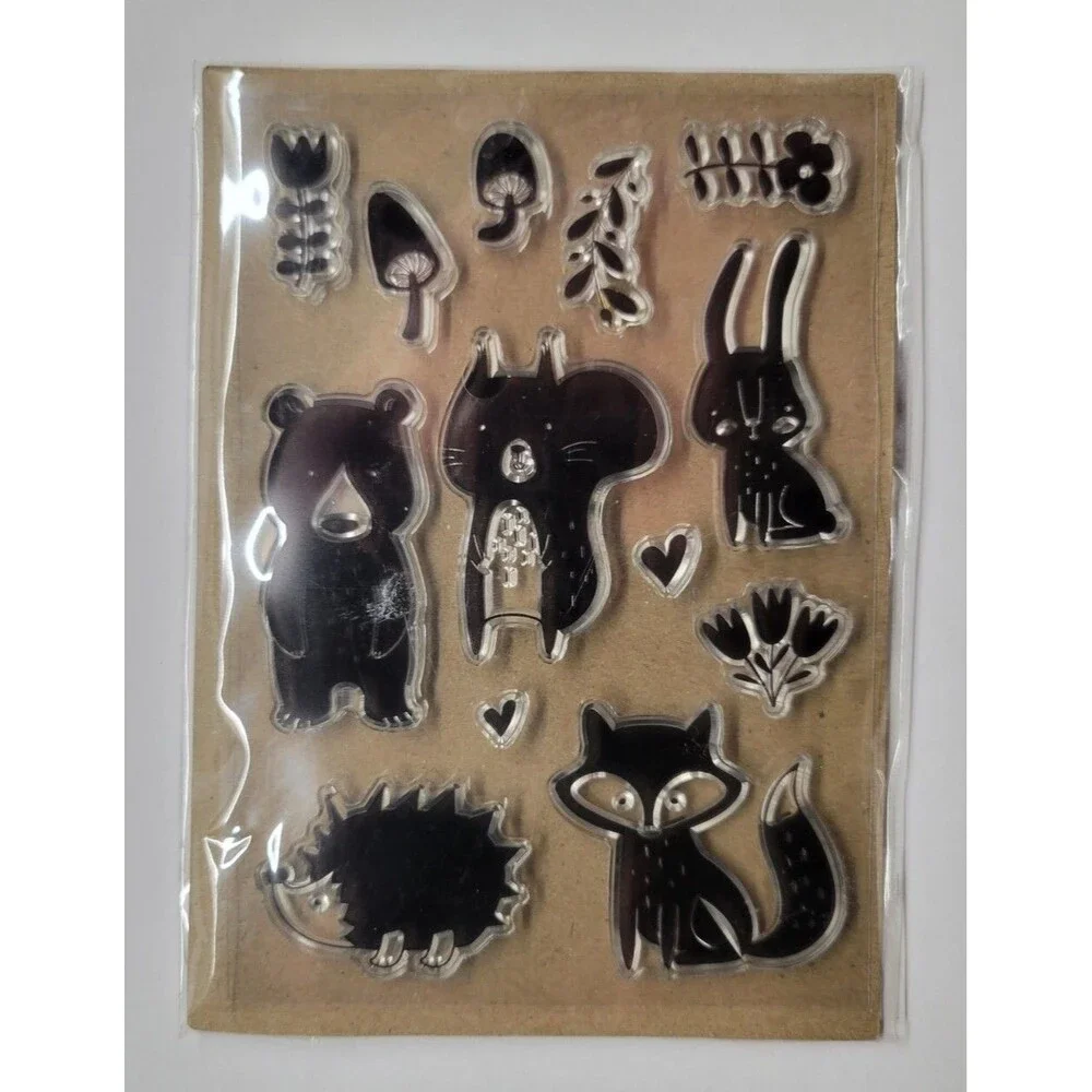 Ms. Sparkle Clear Stamps Woodland Creatures Set of 13 Bear Bunny Fox Porcupine